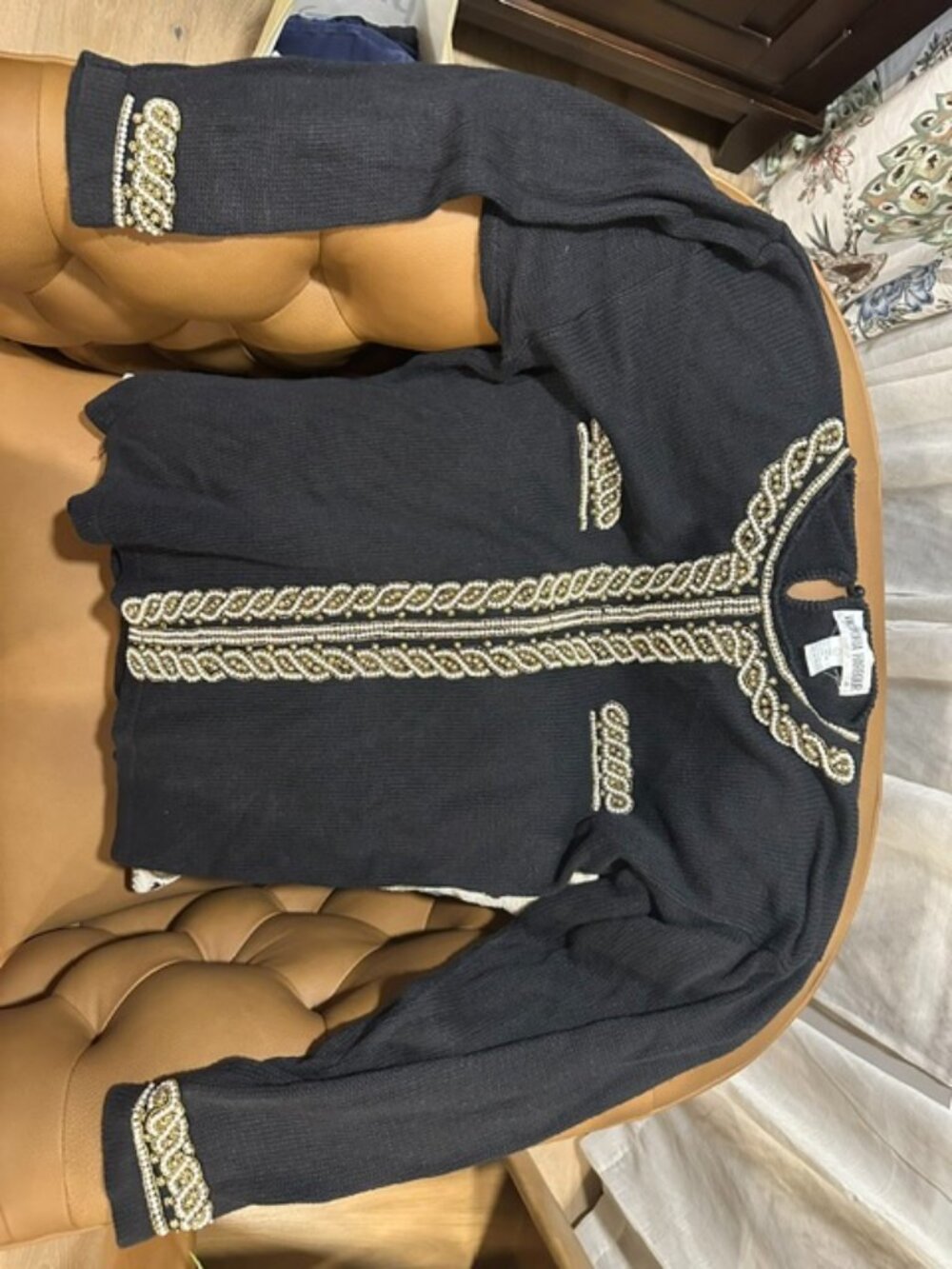 Victoria Harbour Vintage 90's Black Beaded Sweater in Large
